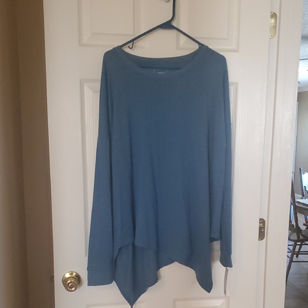 Women's Blue Asymmetrical Top